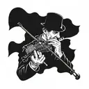Sherlock holmes playing violin using his hat tattoo design idea
