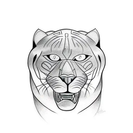 It's a panther tattoo where the panther is grinning a little bit tattoo design idea