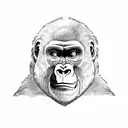 gorilla looks really mad, with its brows drawn together and its muscles tense. It has a scratched-up face, and one of it tattoo design idea