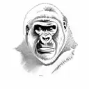 gorilla looks really mad, with its brows drawn together and its muscles tense. It has a scratched-up face, and one of it tattoo design idea