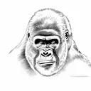 The gorilla’s face is filled with fury, its brows furrowed and muscles tense. Its eyes narrow with a fierce intensity. O tattoo design idea