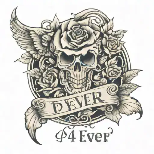 a loving tattoo with the words 'D+C 4Ever' tattoo design idea