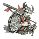 Ronin with a Red Arrow behind him tattoo design idea