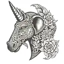unicorn elephant dog flamingo tattoo design idea