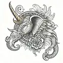 unicorn elephant dog flamingo tattoo design idea