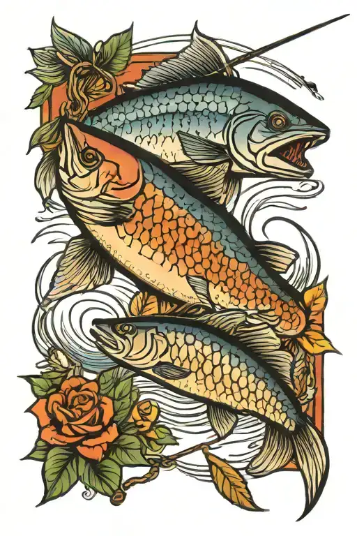 alabama fishing scene tattoo design idea