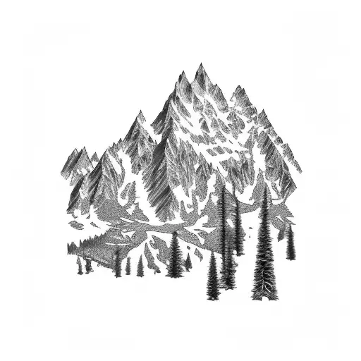 Jigsaw puzzle mountains tattoo design idea