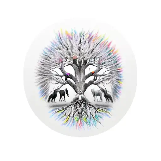 Tree of Life, family of three, wolf, viking, my little pony tattoo design idea