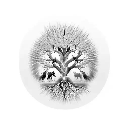 Tree of Life, family of three, wolf, viking, my little pony tattoo design idea