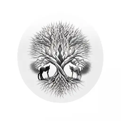 Tree of Life, family of three, wolf, viking, my little pony tattoo design idea