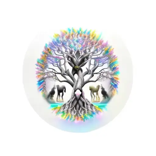Tree of Life, family of three, wolf, viking, my little pony tattoo design idea