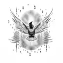 raven wing sunshine rain tattoo design idea