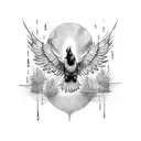 raven wing sunshine rain tattoo design idea