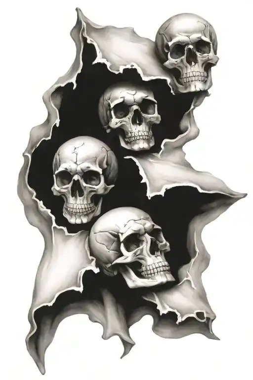 3 skulls tattoo design idea