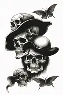 3 skulls tattoo design idea