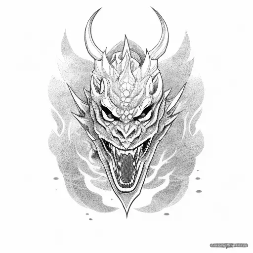 Oni Mask Dragon tattoo design idea