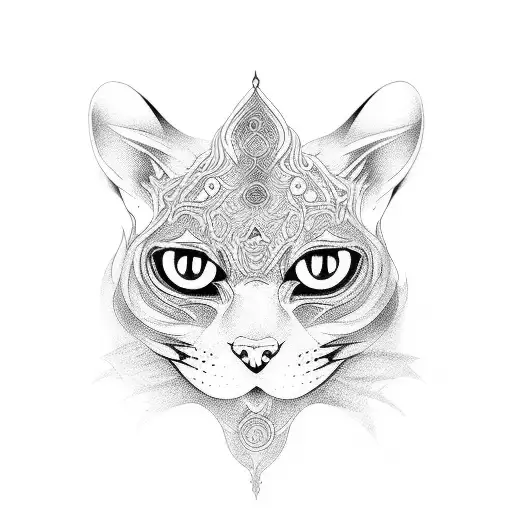 gato blanco y gato negro entrelazados como yin yang tattoo design idea