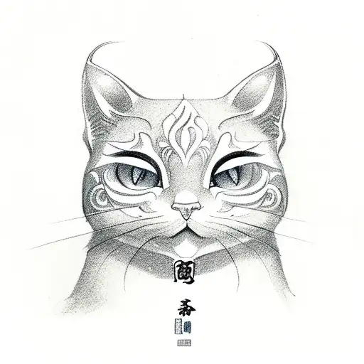 white maneki neko tattoo design idea