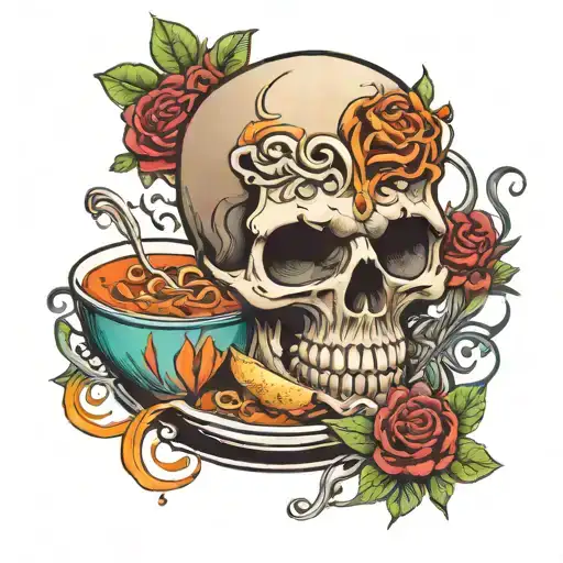 skull soup tattoo design idea