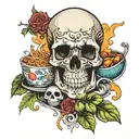skull soup tattoo design idea