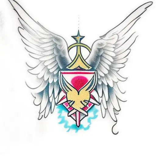 number 23 with wings and a halo  tattoo design idea