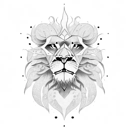 Lion head with skull face tattoo design idea