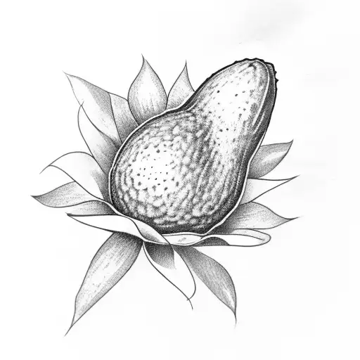 avocado seed germinating and a flower grows out of it tattoo design idea
