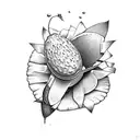 avocado seed germinating and a flower grows out of it tattoo design idea