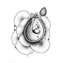 avocado seed germinating and a flower grows out of it tattoo design idea