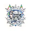 four soldiers, one Spanish, one Portuguese, one Brazilian and one Russian. They are fraternizing tattoo design idea