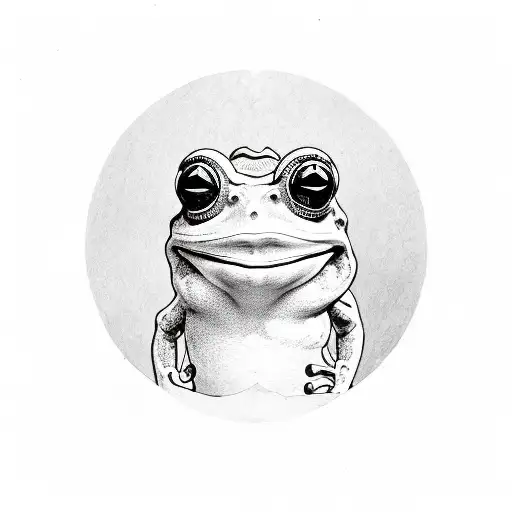 frog looking through glass of wine tattoo design idea