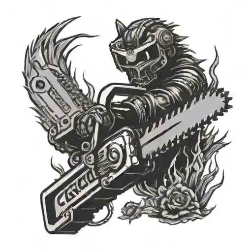 wildfire carrying a chainsaw tattoo design idea