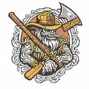 wildfire holding an axe tattoo design idea