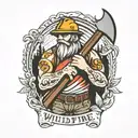 wildfire holding an axe tattoo design idea