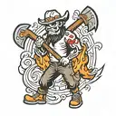 wildfire holding an axe tattoo design idea