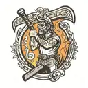 wildfire holding an axe tattoo design idea