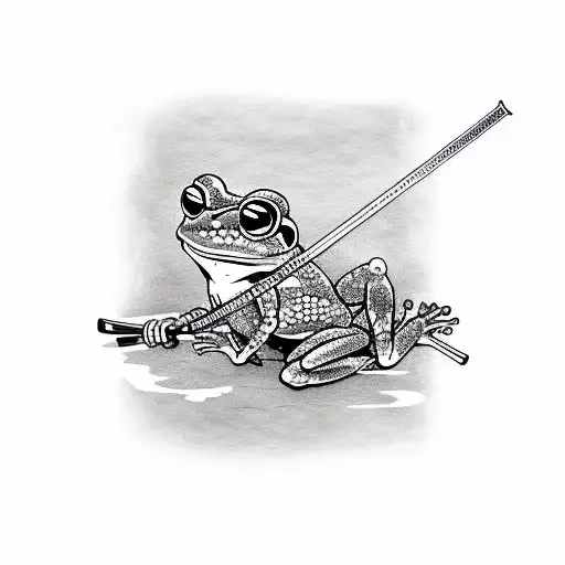 frog holding a samurai sword tattoo design idea