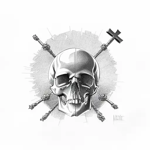 Skull tattoo art vintage design hipster skeleton' Sticker | Spreadshirt