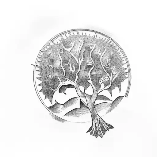 Olive tree in a coin tattoo design idea