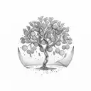 Olive tree in a coin tattoo design idea