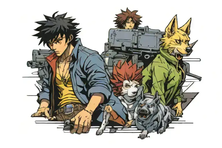 cowboy bebop Spike vs Vicious tattoo design idea