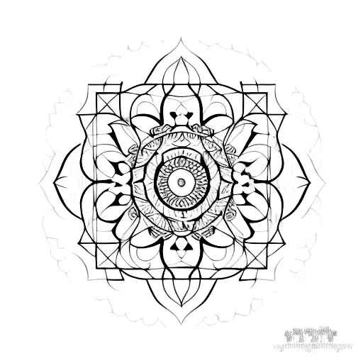 Yoga poses in sacred geometric patterns tattoo design idea