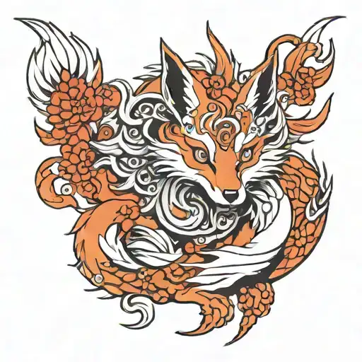 kitsune nine tails from Japan     tattoo design idea