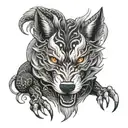 wolf and dragon tattoo design idea
