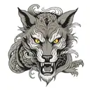 wolf and dragon tattoo design idea