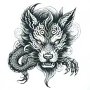 wolf and dragon tattoo design idea