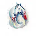 A horse running over an hourglass of blood. tattoo design idea
