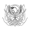 a simplistic Heron  tattoo design idea