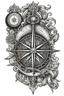 Compass and anchor tattoo design idea