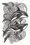 orca and cat  tattoo design idea